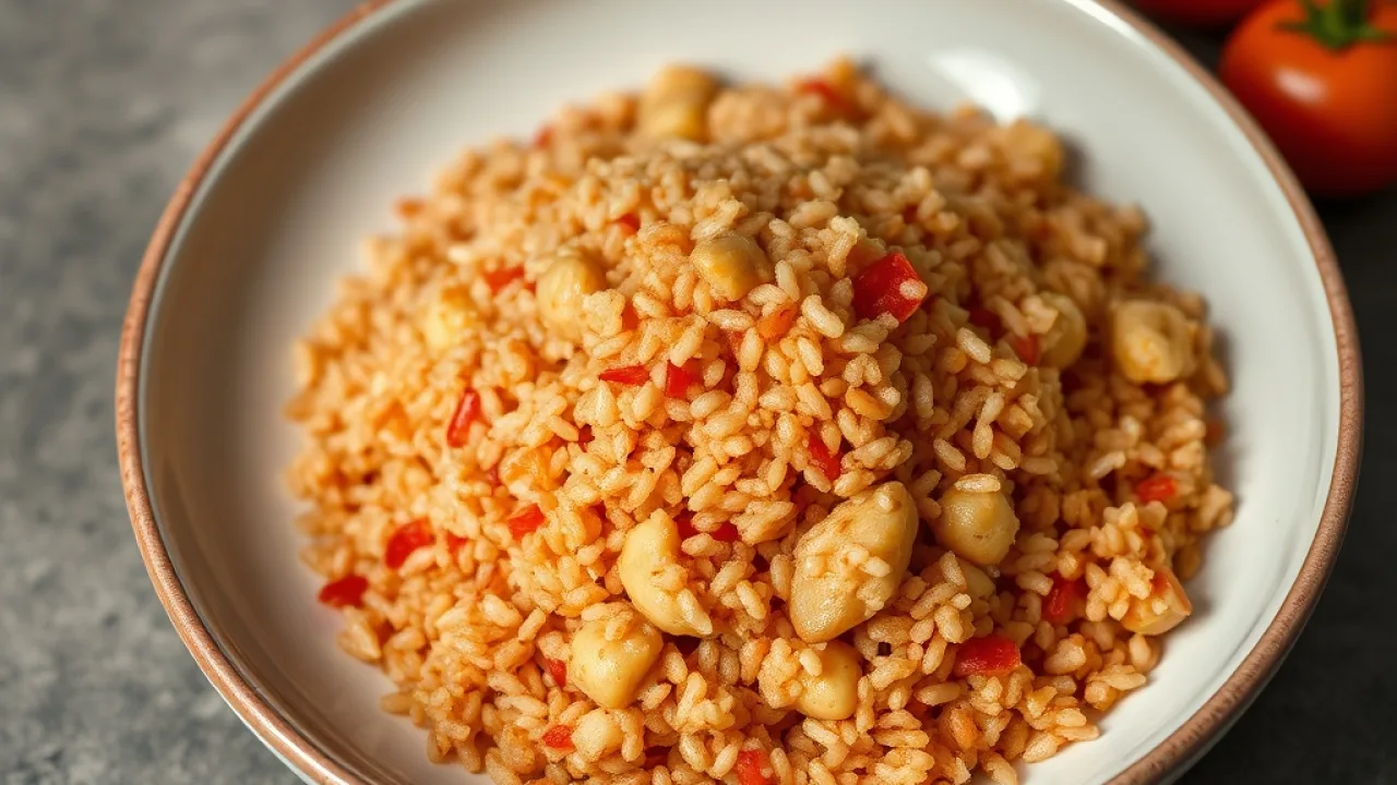 Tane tane bulgur pilavı servis tabağında