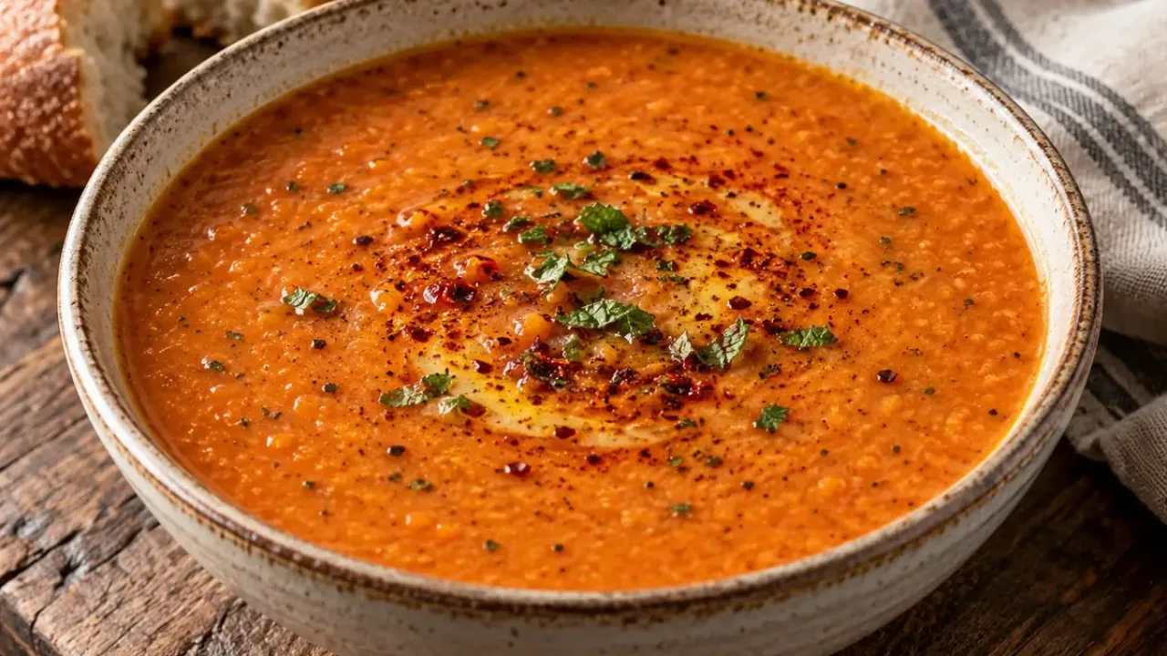 Ezo Gelin soup served with spiced butter